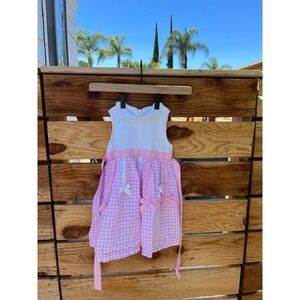 Children’s Place linen pink gingham & white lined bow dress peter pan collar. 3T